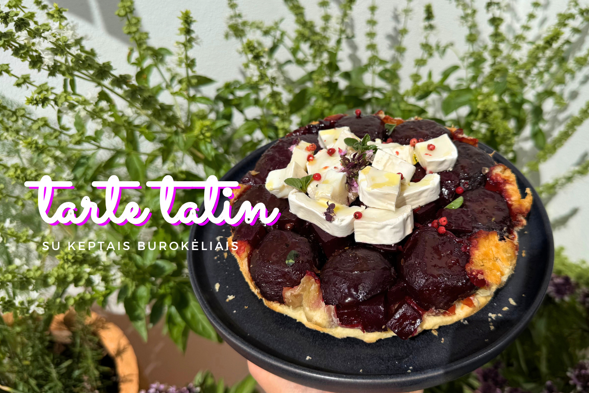 Burokėlių tarte tatin – apverstas burokėlių pyragas